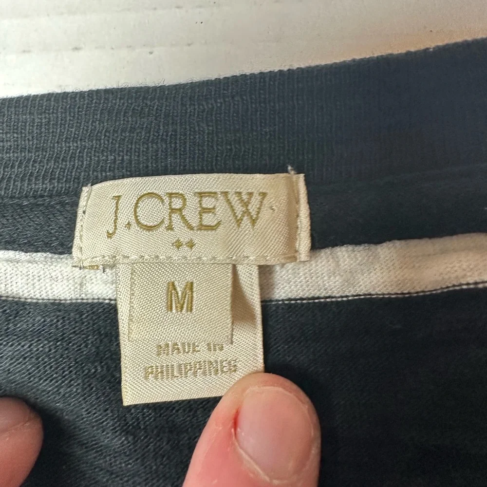 J Crew Sweater Womens Medium‎ Black Striped Long Sleeve Casual Workwear Sweater
